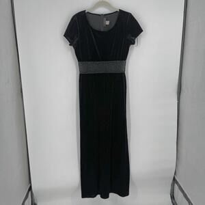 Vintage JR Nites dress medium M black velvet maxi dark romantic victorian goth